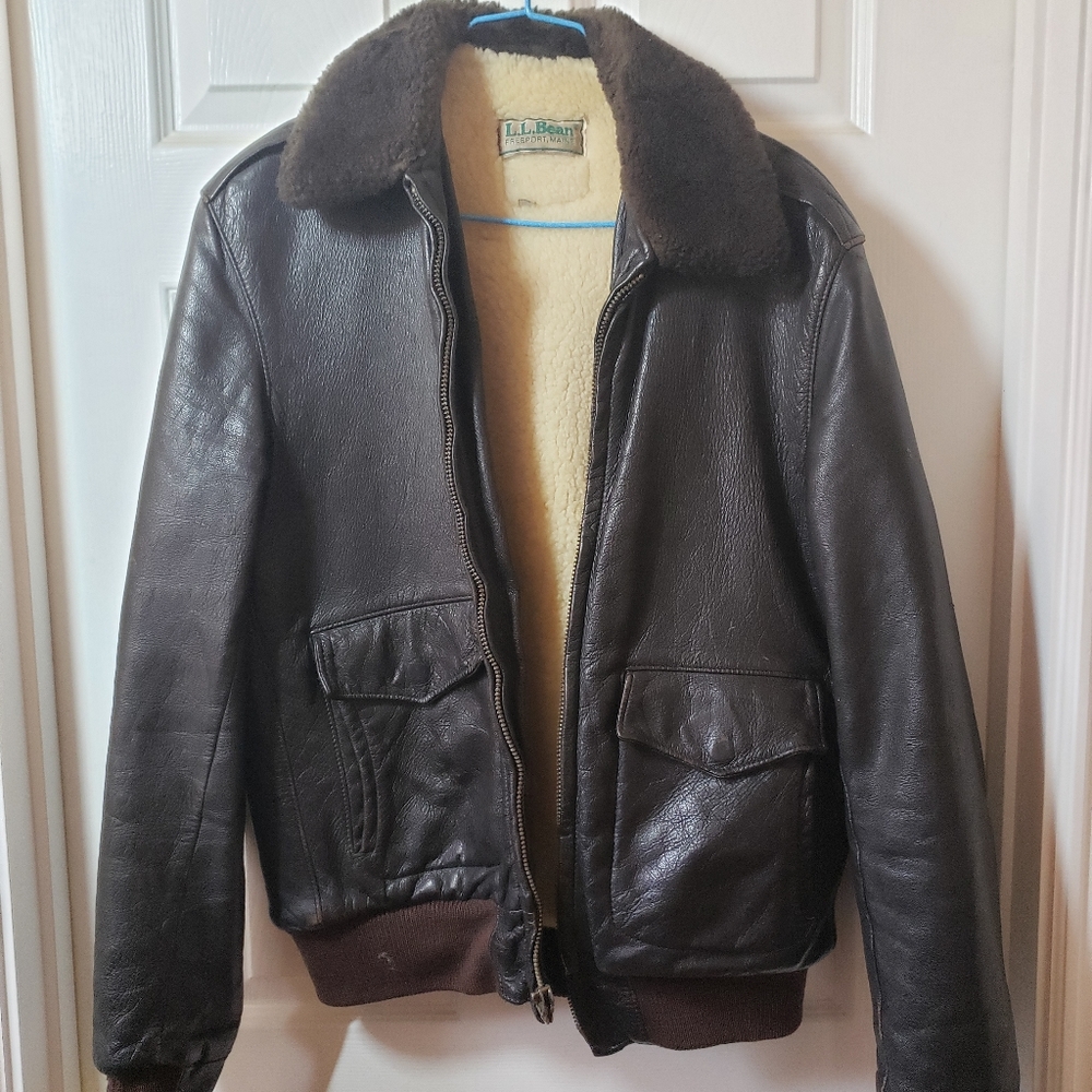 LLbean flying tiger leather bomber jacket